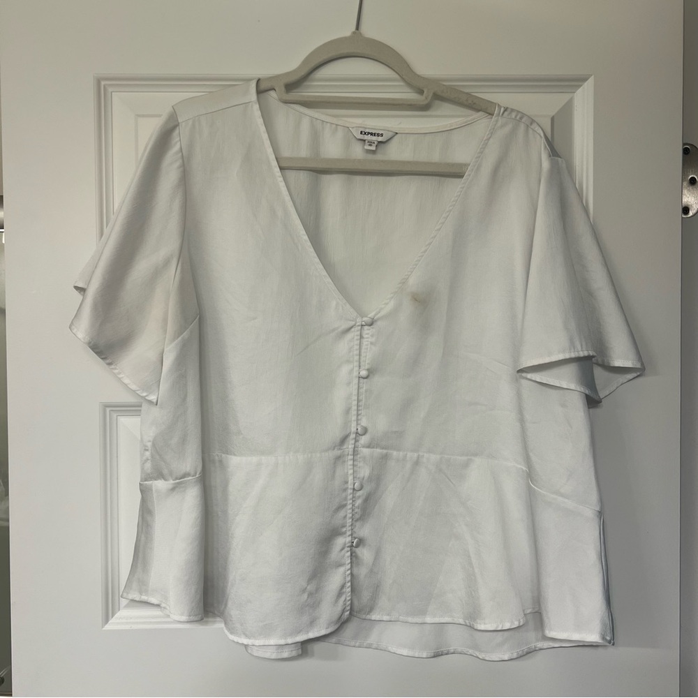 Express White Peplum VNeck